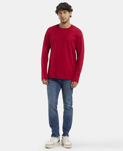Image of Jockey Men's Regular Fit Round Neck Full Sleeved T-Shirt AM95 Shanghai Red L