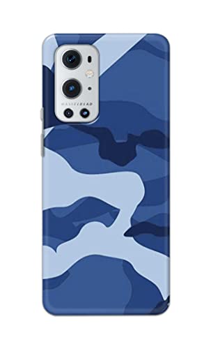 Image of Printed Hard Back Cover Case for OnePlus 9 Pro Back Cover (Army Blue Pattern) -702