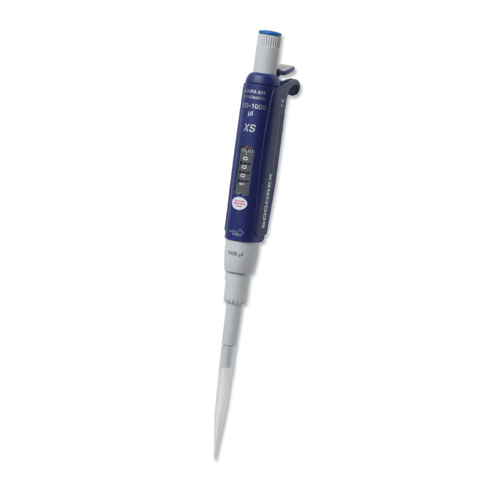 Socorex SR-0095 Acura Manual 826 XS Mikroliterpipette, 100µl-1000µl Kapazität, Weiß