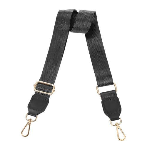 Image of uxcell Wide Shoulder Strap, 3.8cm Adjustable Purse Strap Replacement Crossbody Strap for Shoulder Bag Handbag, Black, Gold Square Mouth Buckle