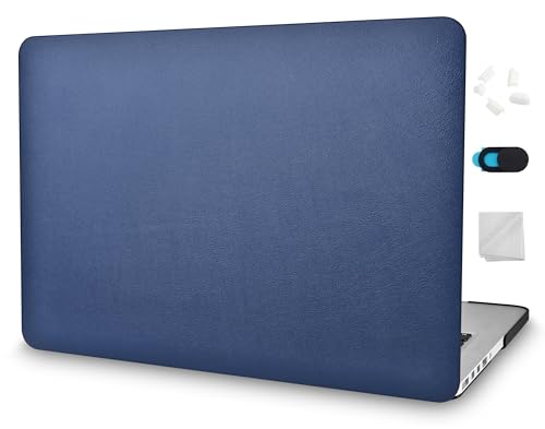 KECC Compatible with MacBook Air 13 inch Case 2025 2024 2023 2022 Release M4 A3240 M3 A3113 M2 A2681 Italian Leather Hard Shell for MacBook Air 13.6 inch, Navy Blue Leather