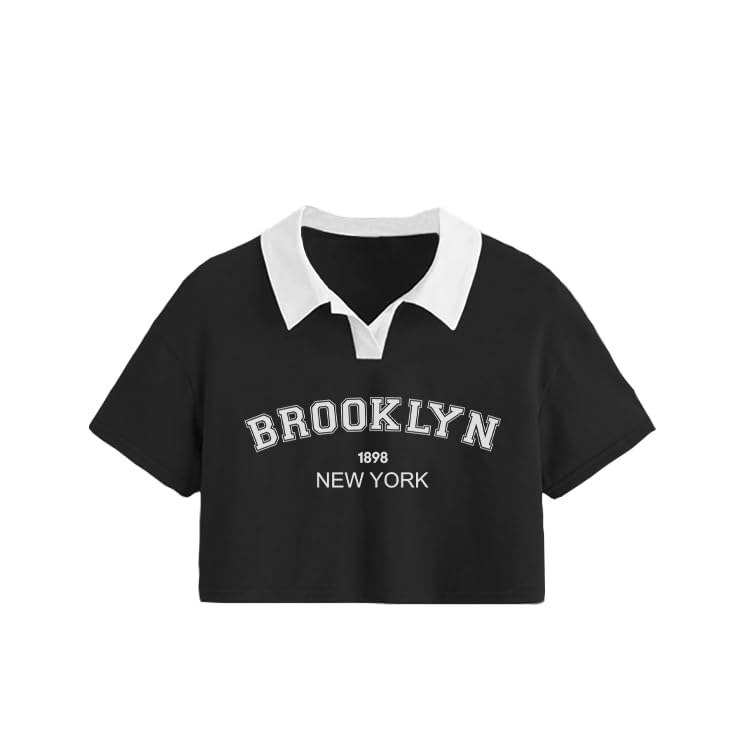 FUNKY MONKEY Girls Collar Crop T-Shirt