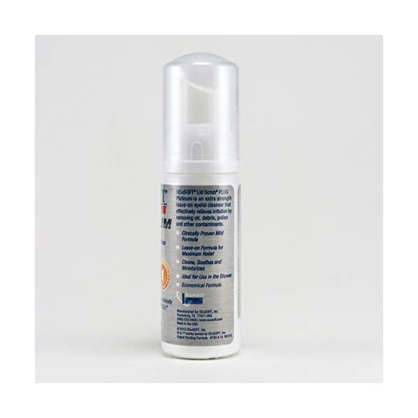 OCuSOFT-Lid-Scrub-Plus-Platinum-Foaming-Eyelid-Cleanser-50-Milliters-Extra-Strength-Cleanser-for-Irritated-Eyelids-Associated-with-Blepharitis-Dry-Eye-Meibomian-Gland-Dysfunction-MGD OCuSOFT Lid Scrub PLUS Platinum Extra Strength Foaming Eyelid Cleanser - Leave-On Eyelid & Eyelash Cleanser with Phytosphingosine to Remove Oil, Dirt & Makeup -1.68 fl oz