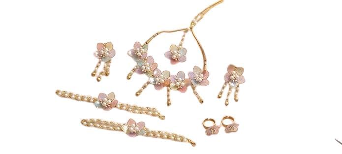 Koogly Floral Pearl Haldi Jewellery Set for Women, Handcrafted Traditional Indian Bridal Style (Floral Jewellery-1)