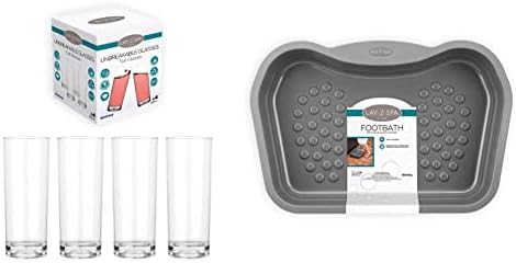 Lay-Z-Spa BWA0007 Premium Plastic Beer Glasses, Virtually Unbreakable Ultra Clear, Reusable and Dishwasher Safe, Ideal for Hot Tubs, Pools, Camping and Picnics, 420 milliliters, Transparent, Set of 4