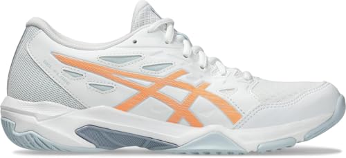 Asics Damen Gel-Flare Netball-Schuhe, White/Bright Sunston, 43.5