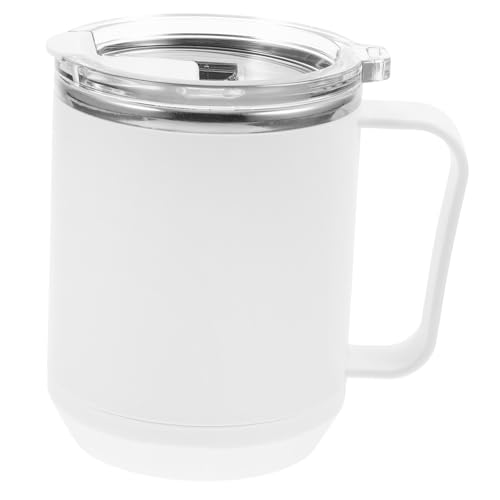 OSOLADY 密閉リング付きステンレス製コーヒーカップ 蓋付き漏れ防止 水筒 保温対応 ポータブルキャンプ用ドリンクカップ 家 オフィス用