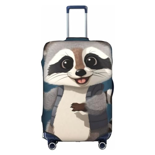 FEMOS Cute Raccoon - Travel Suitcase Cover Elastic Luggage Covers Trolley Protector Cover Fits 18-32 Inch Luggage