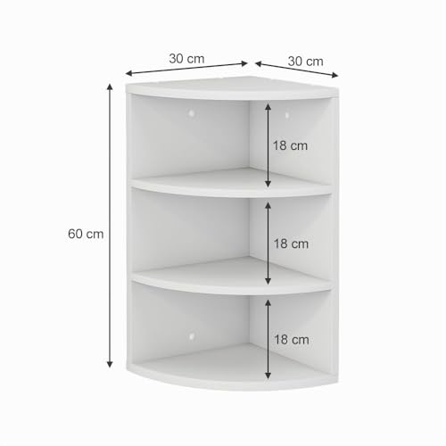 Miniatura 3 de Vicco Estante De Esquina Fabienne, Blanco, 30 X 60 Cm Con 3 Compartimentos, Apto Para Montaje En Pared Para Una Disposición Variable Del Espacio