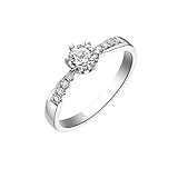 Wycian Anillo Compromiso Diamante Anillos Promesa Plata PT950 con Diamante de 0,46 CT Talla 15 Sólido No Chapado Moderno para Lesbian Navidad Joyas