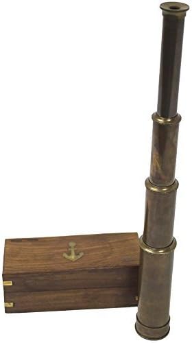 Captains' Antiqued Brass Telescopeblackened Finish, 15" Fully Extended