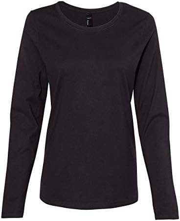 Hanes - Nano-T Womens Long Sleeve Scoopneck T-Shirt - S04Ls - L - Black