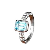 KnSam Anillos de amistad de oro blanco de 9 K/14 K/18 K, joyas de oro auténtico, creadas en laboratorio, turmalina, 4 garras, anillo con moissanite Au 750/585/375, talla 47-70, Oro blanco 585 de 14