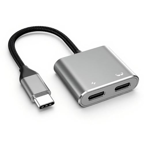 Image of Verilux Type C to Dual C AR Glasses Adapter 2-in-1 Splitter, Compatible PD 100W Fast Charging Adapter for DJI RC 2, Switch OLED, Steam Deck Connected Viture /Rokid /Xreal AR Glasses 1080P@120Hz /4K@60Hz