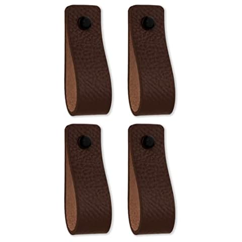 Brute Strength - Leather Drawer Pulls - Brown - 4 pcs - 6-1/2 x 1 ’’ - Leather Handle - Leather Dresser Pulls - Cabinet knobs Dresser knobs - Dresser Handles Cover