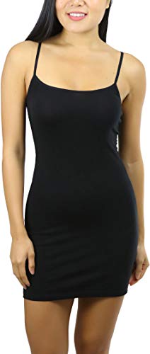 ToBeInStyle Women's Adjustable Spaghetti Strap Cami-Dress - Black - Large