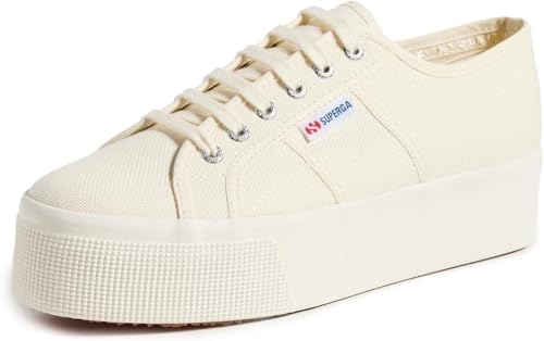 Superga 2790 Platform Sneakers for Men and Women - Iconic Italian Men’s and Women’s Tennis Shoes with Breathable Canvas Upper, Non Slip Rubber Sole, Beige Natural Avorio - 3.5 Men/5 Women