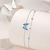 Tusuzik Bracelet Cheville Femme Argent 925 Double Chaine Papillon Boule Ronde Zircon Bracelets de avec Chaîne Ajustable Bijoux Plage D'été Cadeau Fille #2