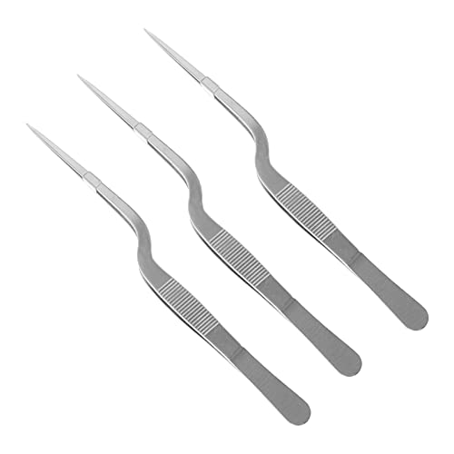 Scicalife 1 Set of 3pcs 20cm Tongs Tweezers Stainless Steel Tongs Tweezer with Cooking Utensils Precision Serrated Tips Cleaning Tool