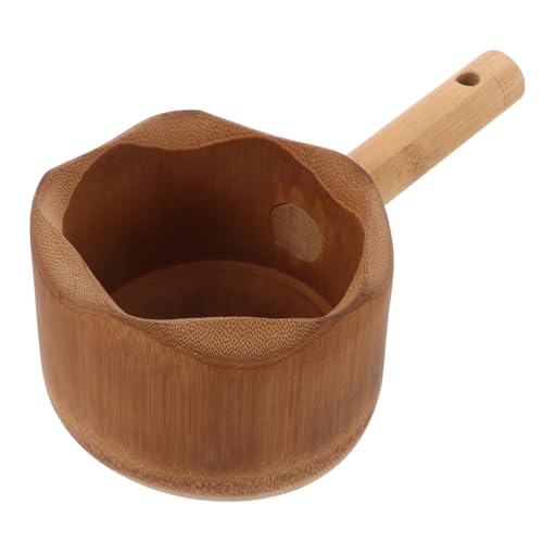 OATIPHO Cucharón De Agua De Bambú para Baño Cucharón Portátil De Mango para Ducha y Sauna Hecho De Material De Bambú Natural Fácil De Usar y Almacenar