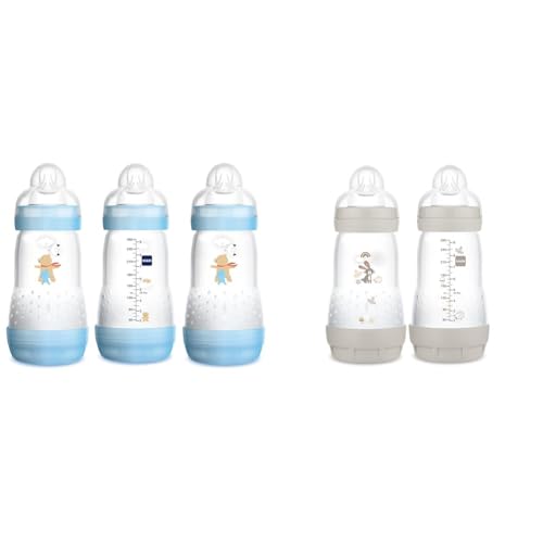 Image of MAM Easy Start Anti-Colic Bottle 9 oz (3-Count), Baby Essentials & Easy Start Matte Anti-Colic Baby Bottles, 9 oz (2 Count), Medium Flow Nipples, Unisex Baby,2 Count (Pack of 1)