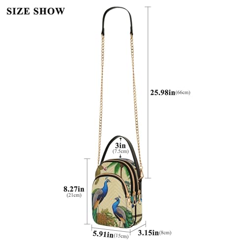 Tropical Peacock Women's Shoulder Purses Trendy Chain Strap Wallet Phone Purse Quilted Ladies Tote Crossbody Satchel3