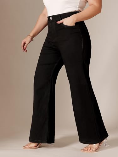 Image of Miss Chase A+ Women's Wide-Leg High Rise Regular-Length Stretchable Denim Jeans