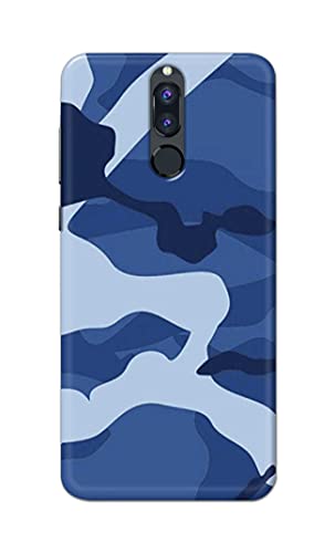 Image of Printed Hard Back Cover Case for Huawei Mate 10 Lite | Huawei Nova 2i | Honor 9i Back Cover (Army Blue Pattern) -203