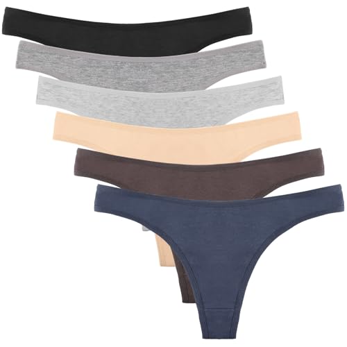 DRESHOW Thong Tanga para Mujer Ropa Interior Tanga de Algodón, Pack de 6