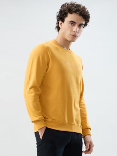 Image of Park Avenue Men Slim Fit Solid Pattern Cotton Polyester Blend Round Neck Full Sleeve Casual Sweatshirt