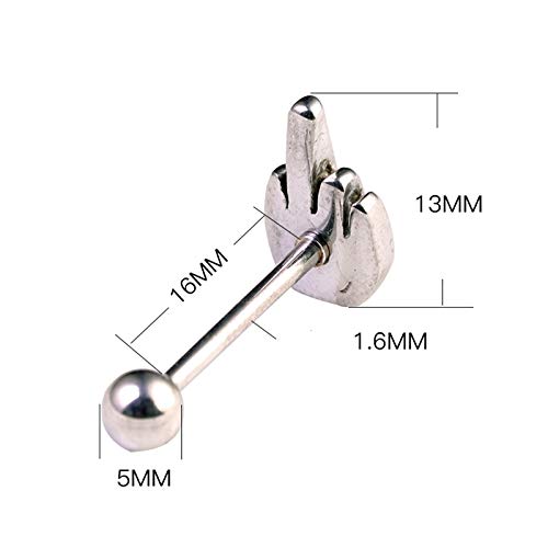 1Pc Sexy Punk Tongue Nails 316L Stainless Steel Middle Finger Tongue Nails Despise Tongue Ring Body Piercing #TOP2