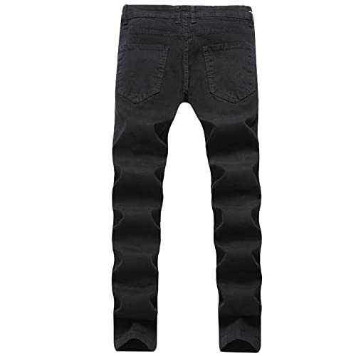 Previn Men's Ripped Jeans Stretch Distressed Destroyed Tapered Leg Skinny Demin Pants2