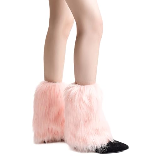Calentadores de piernas de felpa y puños para botas suaves de color sólido para invierno