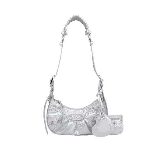 Y2K Punk Shoulder Bag for Women Handbag Shoulder Purse with Rivet Leather Crossbody Bag Fof Lady