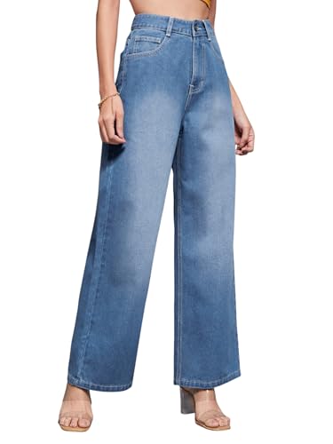 Image of Miss Chase Women's Skinny Fit High Rise Regular Length Stretchable Denim Jeans (MCSS25DEN66-72-553-36, Yonder Blue, 36)