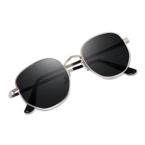 Image of PATHAN SHAH RUKH KHAN Inspired UV Protected Unisex Sunglasses | Hexagonal Design SRK PATHAN Eyewear (Silver-Black)