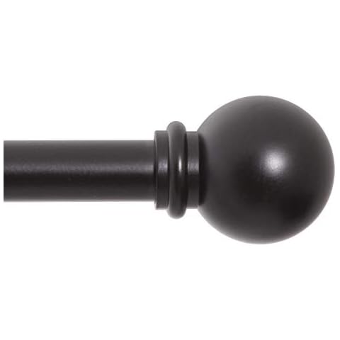 Kenney Chelsea Ball End Window Curtain Rod, Adjustable Curtain Rod for Windows 30 to 86 Inches, Extendable Curtain Rod Set, Black Curtain Rod Cover