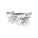Table de Jardin bistrot et 4 chaises Pliantes en Acier Gris
