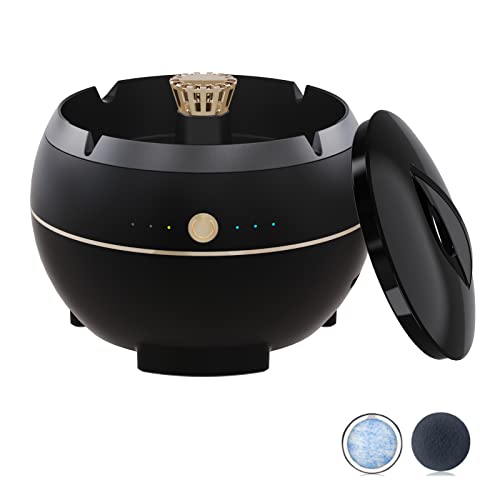 2 In 1 Air Purifier Multifunctional Smokeless Ashtray Usb Rechargeable Ash Tray Electronic Ashtray With Filter, Best For Home Office (Black) #TOP20