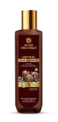 Image of Khadi Organique Castor Oil Hair Cleanser | Protein & Antioxidant Rich Shampoo | Controls Excessive Sebum | Strengthens Hair Follicles | Moisture Lock & Scalp Cleansing | SLS & Paraben Free - 200ml