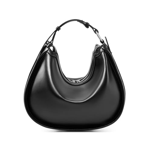 Image of MFFOR Genuine Leather Crescent Bags for Women, Half Moon Clutch Purses | Designer handbag, 12*3*10inch, Soft leather, Adjustable strap, Zipper closure