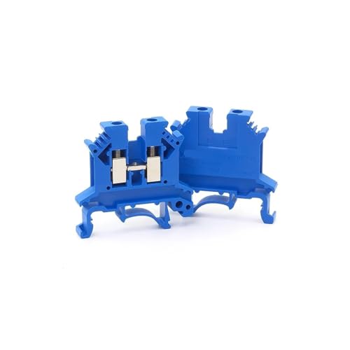 Bloque de terminales UK-2.5B de tornillo para riel DIN con capacidad de 24-12AWG en color azul 100u