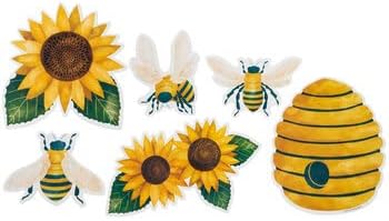 Miniatura 2 de Formas recortadas de abejas, colmena y girasoles - 36 piezas - para manualidades, decoración, álbumes de recortes y más