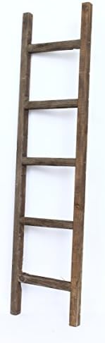 BarnwoodUSA Rustic Farmhouse Decorative Ladder – Our 5 ft Ladder can be Mounted Horizontally or Vertically and is Crafted from 100% Recycled and Reclaimed Wood | No Assembly Required | Brown