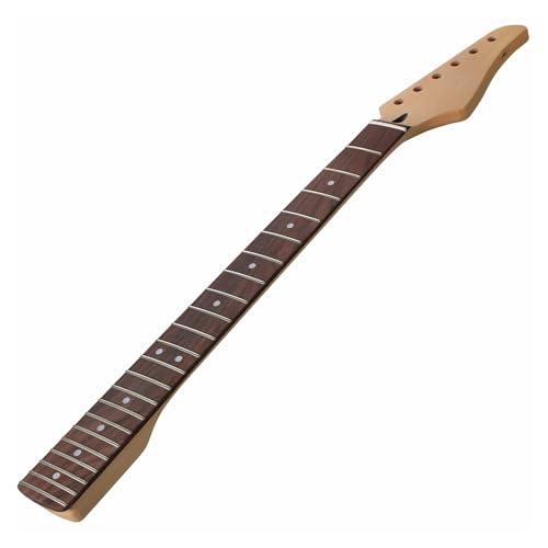 Luocute Electric Guitar Neck, 22 Fret Rosewood Fingerboard Maple Replacement with Adjustable Truss Rod and Side Dot Markers, for Electric Guitar Parts
