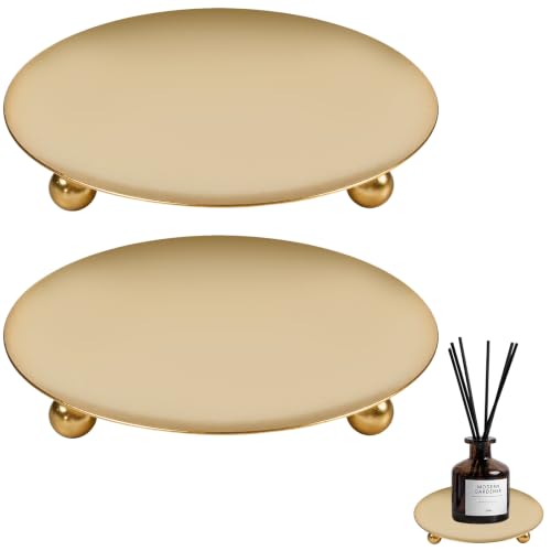 Gudalea Portavelas de Metal Dorado, 2 Piezas, 9cm, para Mesa y Boda