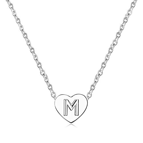 Women Silver A B C D E F G H Name Initial Necklaces Letter Charm Alphabet Silver Pendant Love Family Heart Mom Christmas Wife Sister Girlfriends Cousin Daughter Birthday Anniversary