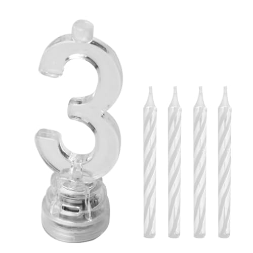 Bougies lumineuses LED chiffre 3 - Blanc - Taille Unique