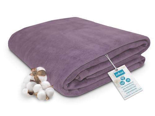 ZOLLNER Kuscheldecke flauschig in 150x200 cm - weiche & langlebige Sofadecke in Flieder - waschbar bis 40°C - Mischgewebe - mit elegantem Einfassband - Hotelqualität - Oeko Tex® Zertifiziert