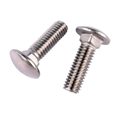 Image of 5 /16-18 x 1-3 /4 inch Carriage Bolts Screws, 18-8 Stainless Steel 304, Round Head, Square Neck, UNC Fully Machine Coarse Threaded,10Pcs